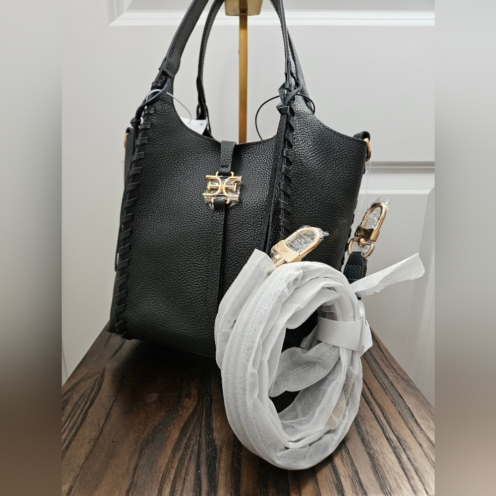 Sam Edelman Sylvia Small Crossbody Bag In Black W/ Whipstitch - Picture 4 of 11